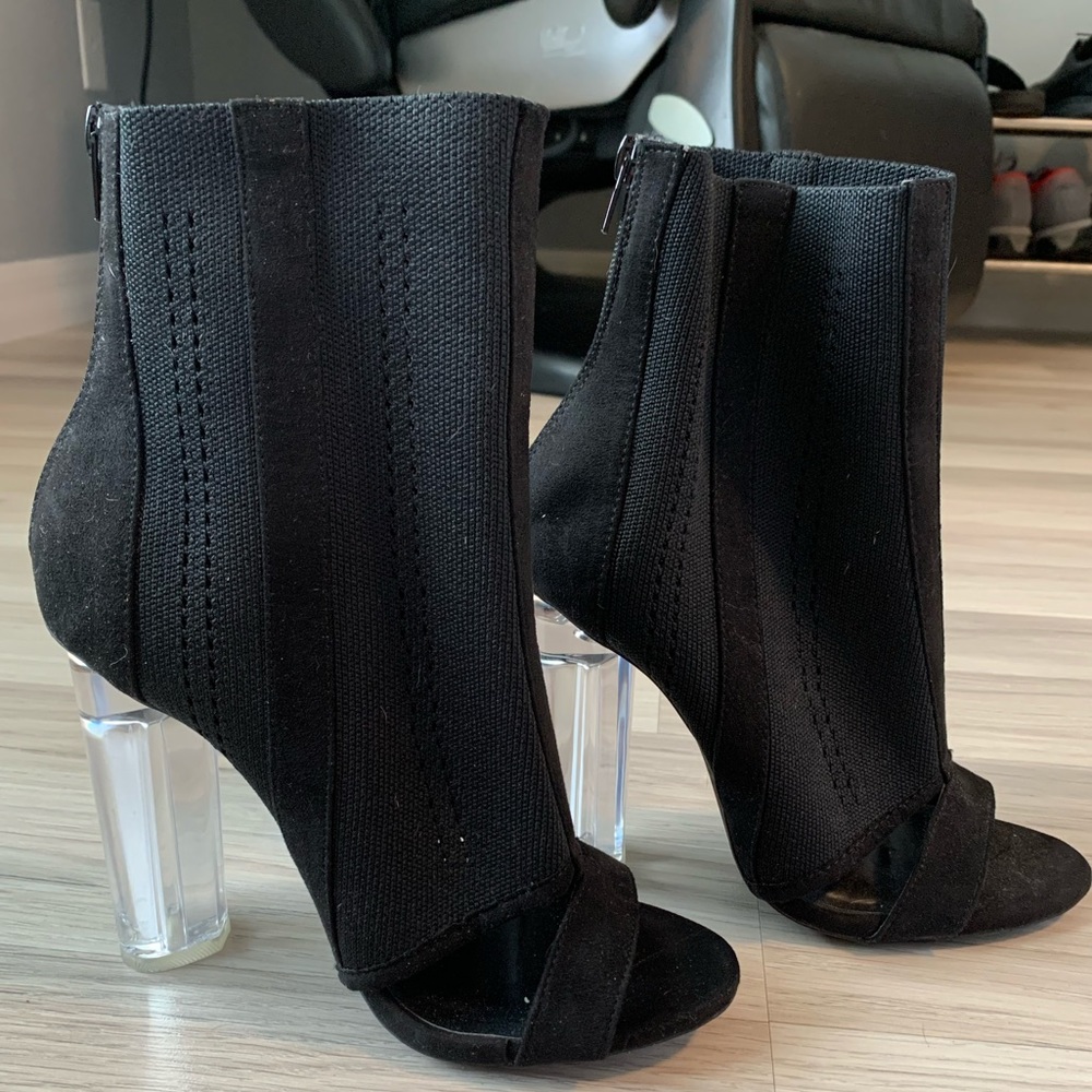 Booties with transparent heel